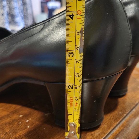Vintage Dr. Locke Peep Toe Bow Detail Black Heel Made In USA Size 9 Narrow - Picture 9 of 11